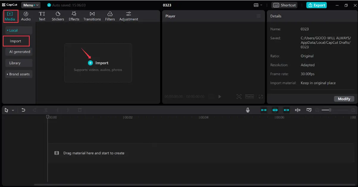 Upload footage to the panel of the business video maker
